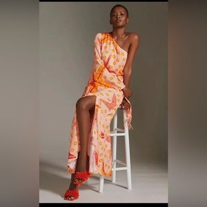 Farm Rio by Anthropologie One-Shoulder Starfish Maxi Dress Size XL